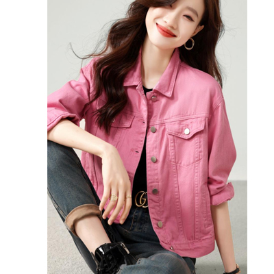 bright pink denim jeans jacket